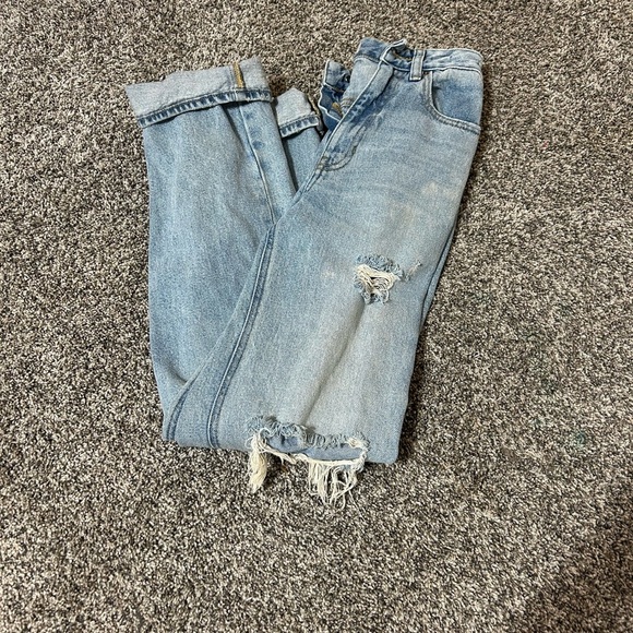 PacSun Blue Boyfriend Jeans with Distressed Details - Picture 1 of 1
